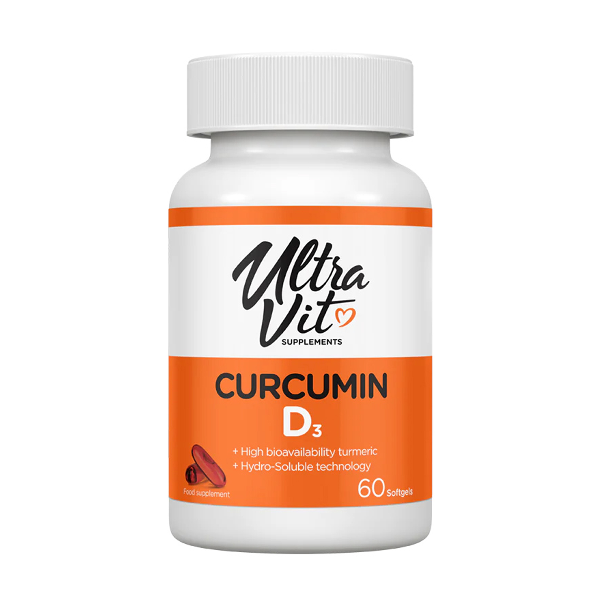 Куркумін та вітамін Д3 UltraVit Curcumin D3, 60 желатинових капсул